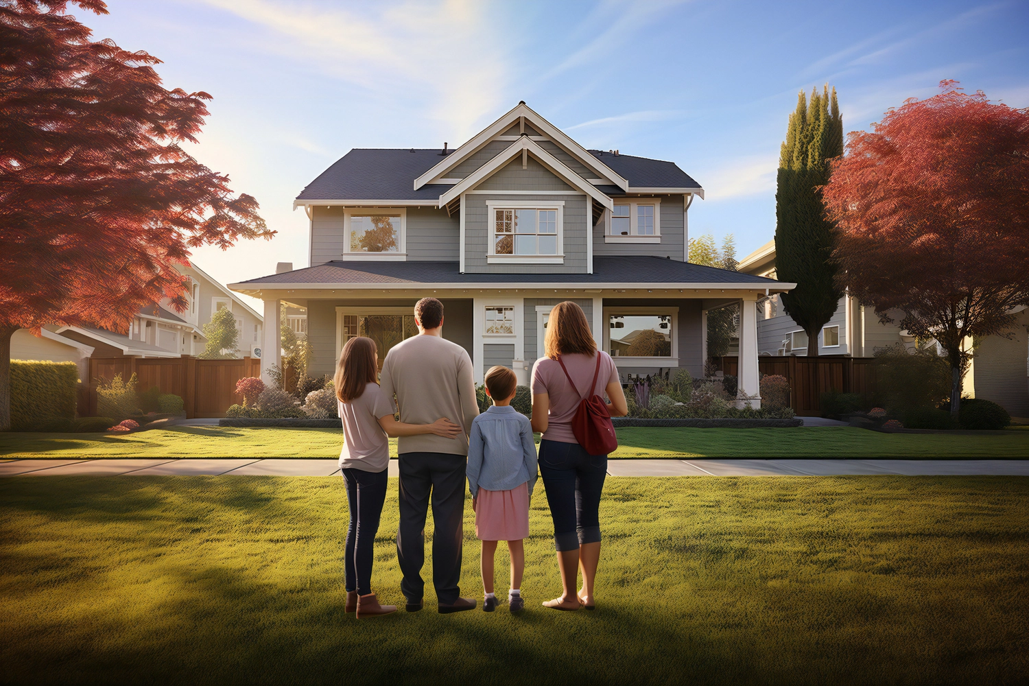 Sally Brandt Immobilien - Immobilienkonzepte - Familie steht vor dem Haus und schaut nach Hause